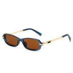 (6 PACK) Wholesale Sunglasses Unique Small Street Vintage 2025 - BulkSunglassesWholesale.com - Clear Blue Frame Tea Lens