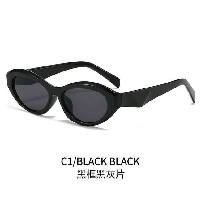 (6 PACK) Wholesale Sunglasses Fashion New Arrival Oval Small Unique Trendy 2024 - BulkSunglassesWholesale.com - Black Frame Black Black Lens Hover Image