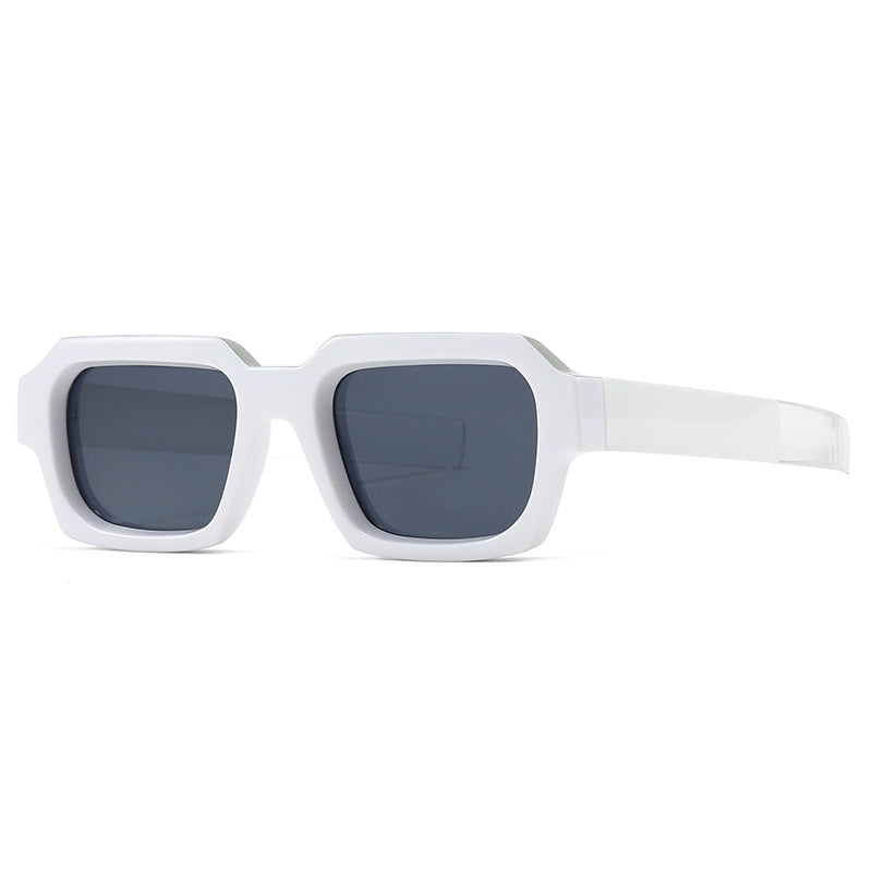 (6 PACK) Wholesale Sunglasses Small Trendy Street Vintage 2024 - BulkSunglassesWholesale.com - White Frame Black Grey