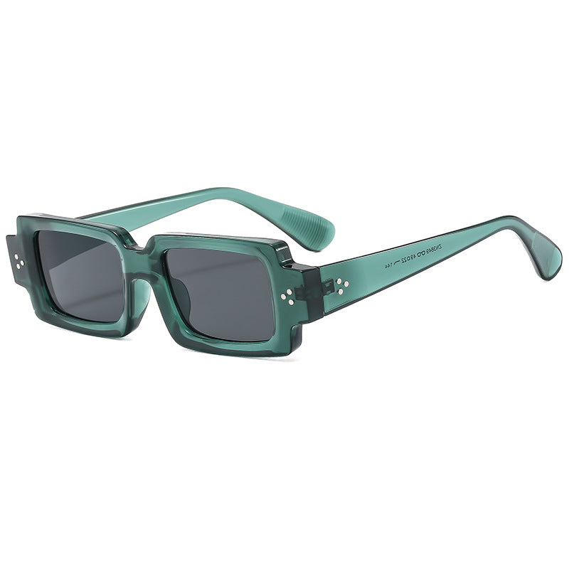 (6 PACK) Wholesale Sunglasses New Arrival Square Fashion Rivet Night Vision Unisex 2024 - BulkSunglassesWholesale.com - Transparent Green Frame Black Lens