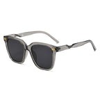 (6 PACK) Wholesale Sunglasses New Arrival Korean Fashion Women Unique Street 2024 - BulkSunglassesWholesale.com - Clear Grey Frame Black Grey