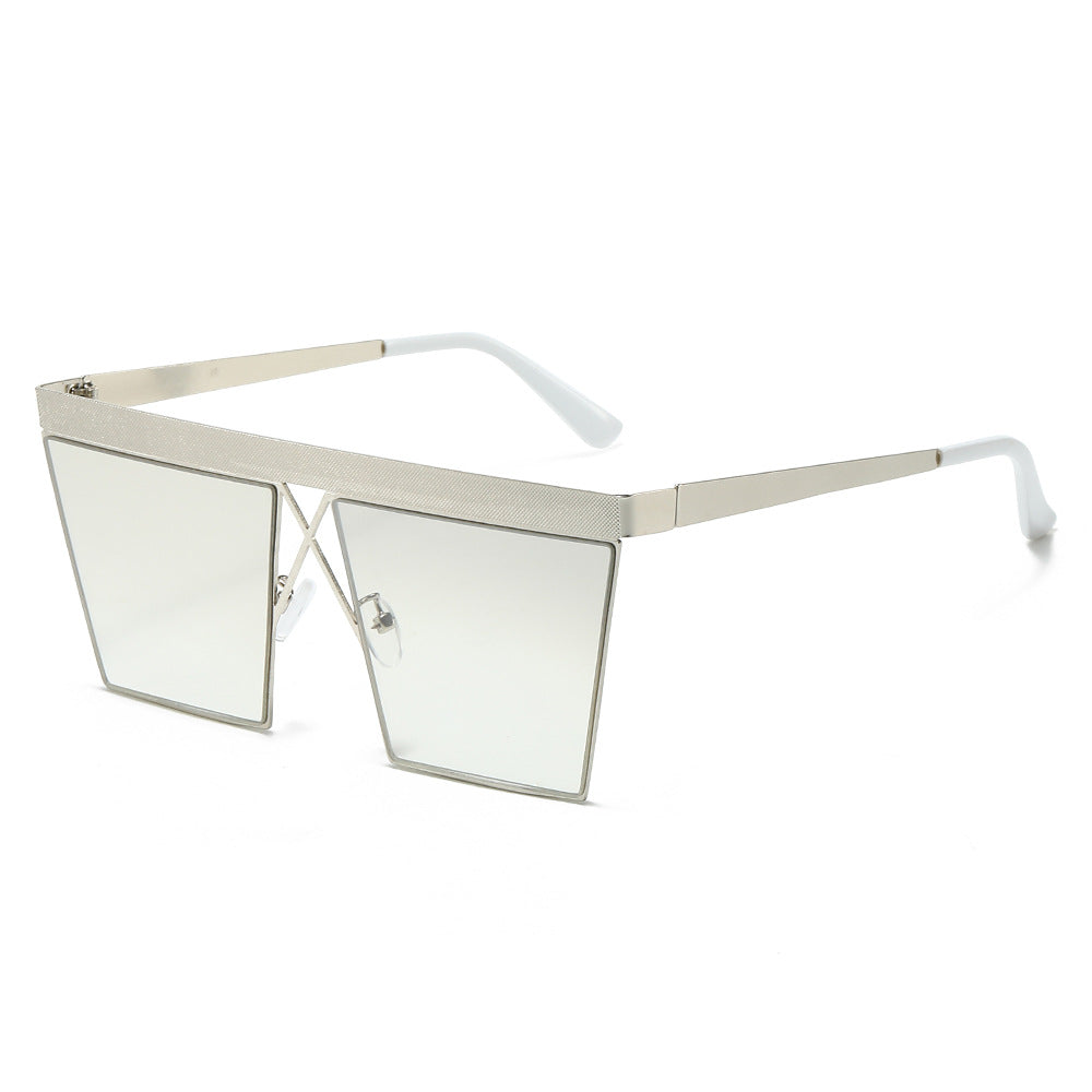 (6 PACK) Wholesale Sunglasses New Arrival Square Fashion Punk Flat Top Unisex 2024 - BulkSunglassesWholesale.com - Silver Frame Mirrored Lens