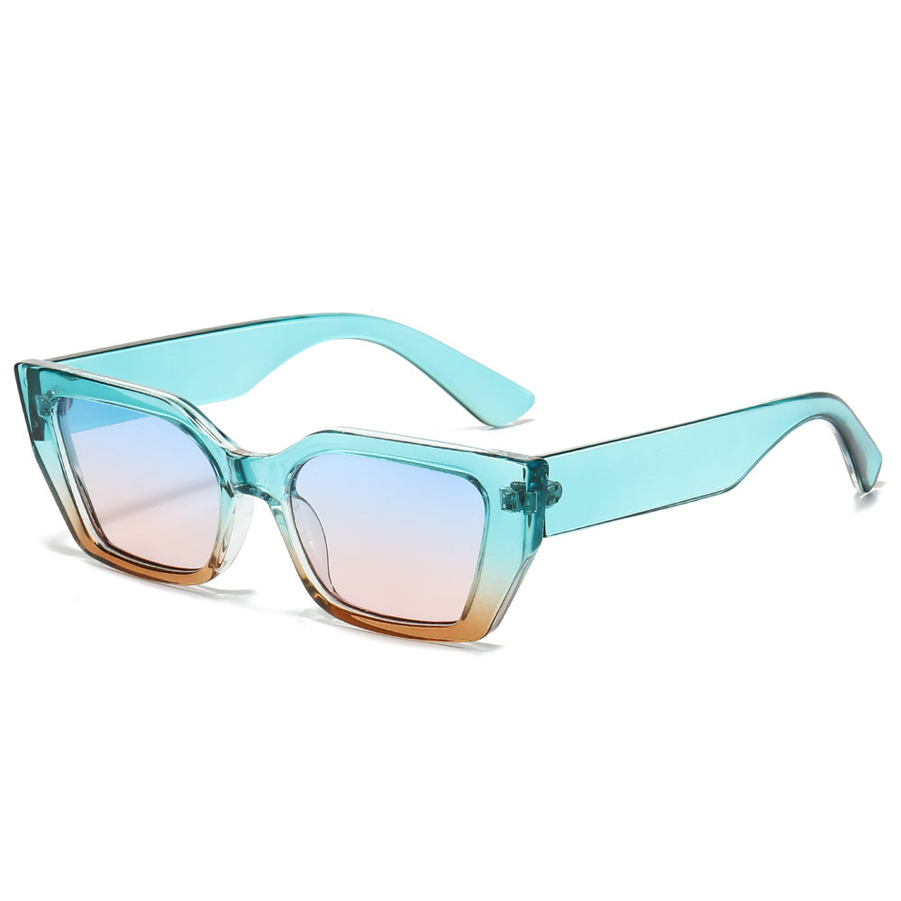 (6 PACK) Wholesale Sunglasses New Arrival Cat Eye Unique Cat Eye Fashion Women 2024 - BulkSunglassesWholesale.com - Blue Tea Frame Blue Tea Lens
