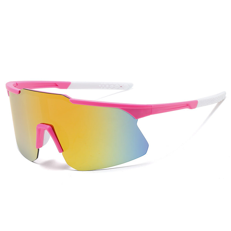 (12 PACK) Wholesale Sports Sunglasses New Arrival Unisex Fashion Oversized Outdoor Sport Cycling 2024 - BulkSunglassesWholesale.com - Pink Frame Red Mirrored