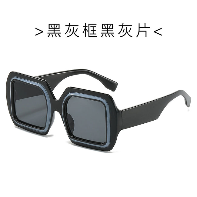 (6 PACK) Wholesale Sunglasses New Arrival Fashion Small Square Unique Classic 2024 - BulkSunglassesWholesale.com - Black Grey Frame Black Black Lens Hover Image