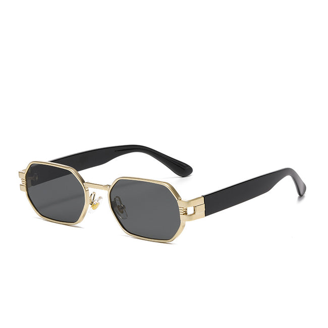 (6 PACK) Wholesale Sunglasses New Arrival Unique Square Hip Hop Trendy 2024 - BulkSunglassesWholesale.com - Gold Frame Grey Hover Image