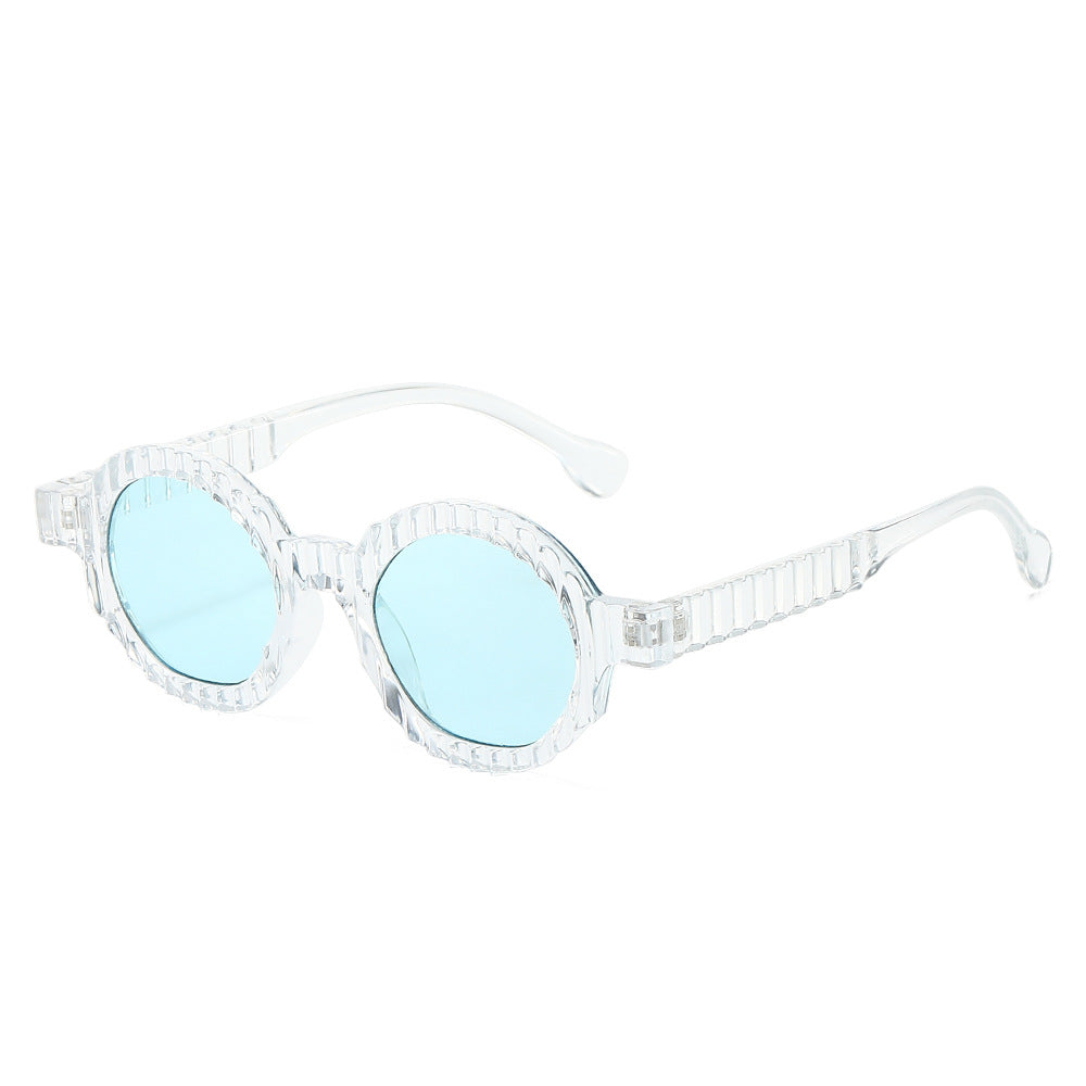 (6 PACK) Wholesale Sunglasses New Arrival Round Unique Round Vintage Fashion Unisex 2024 - BulkSunglassesWholesale.com - Transparent Frame Green Lens