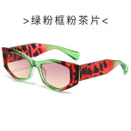 (6 PACK) Wholesale Sunglasses Unique New Arrival Trendy Cat Eye Women 2024 - BulkSunglassesWholesale.com - Green Leopard Print Frame Black Lens