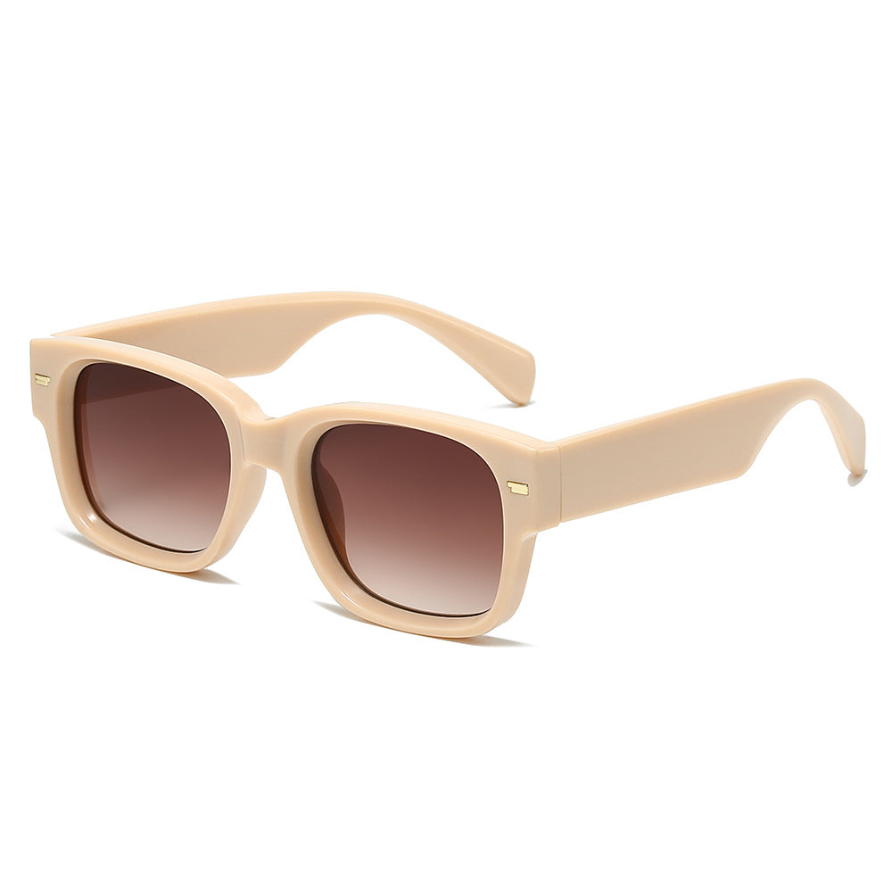 (6 PACK) Wholesale Sunglasses Small Unique Polygon Rivet Jelly Vintage Trendy 2025 - BulkSunglassesWholesale.com - Beige Pink Frame Gradient Tea Lens