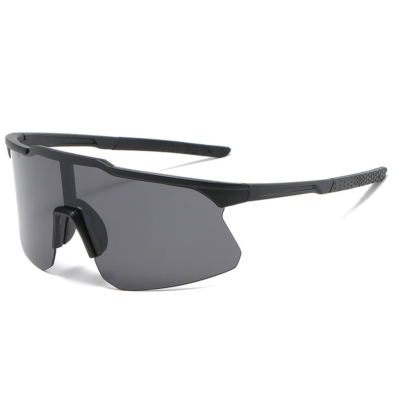 (12 PACK) Wholesale Sports Sunglasses New Arrival Unisex Fashion Oversized Outdoor Sport Cycling 2024 - BulkSunglassesWholesale.com - Black Frame Black Lens