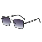 (6 PACK) Wholesale Sunglasses Square Trendy Street Metal Women Unique Fashion 2024 - BulkSunglassesWholesale.com - Black Frame Gradient Grey
