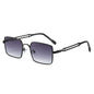 (6 PACK) Wholesale Sunglasses Square Trendy Street Metal Women Unique Fashion 2024 - BulkSunglassesWholesale.com - Black Frame Gradient Grey