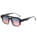 (6 PACK) Wholesale Sunglasses New Arrival Women Oversized Women Women Unique Double Bridge 2024 - BulkSunglassesWholesale.com - Black Grey Frame Grey Pink Lens
