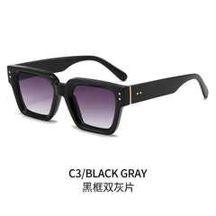 (6 PACK) Wholesale Sunglasses Fashion Square Unique Trendy 2024 - BulkSunglassesWholesale.com - Black Frame Gradient Black Lens