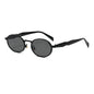 (6 PACK) Wholesale Sunglasses Oval Metal Unique Women Classic Street 2024 - BulkSunglassesWholesale.com - Black Frame Black Grey