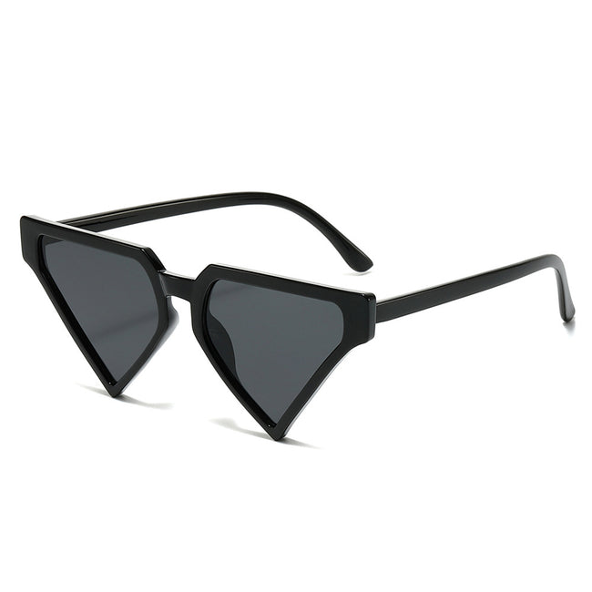 (6 PACK) Wholesale Sunglasses New Arrival Fashion Unique Hip Hop Triangle Jelly 2025 - BulkSunglassesWholesale.com - Black Frame Black Lens Hover Image