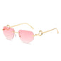 (6 PACK) Wholesale Sunglasses New Arrival Rimless Unique Metal Fashion Cut Edge Unisex 2024 - BulkSunglassesWholesale.com - Gold Frame Pink Lens