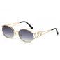(6 PACK) Wholesale Sunglasses New Arrival One Piece Unique Vintage Women Trendy Fashion 2025 - BulkSunglassesWholesale.com - Gold Frame Gradient Black Lens