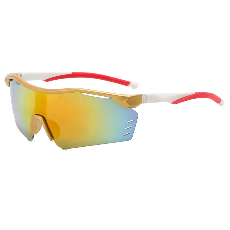 (12 PACK) Wholesale Sports Sunglasses New Arrival Cycling Women Outdoor Sport Semirimless One Piece Windproof 2024 - BulkSunglassesWholesale.com - Gold Frame Orange Mirrored