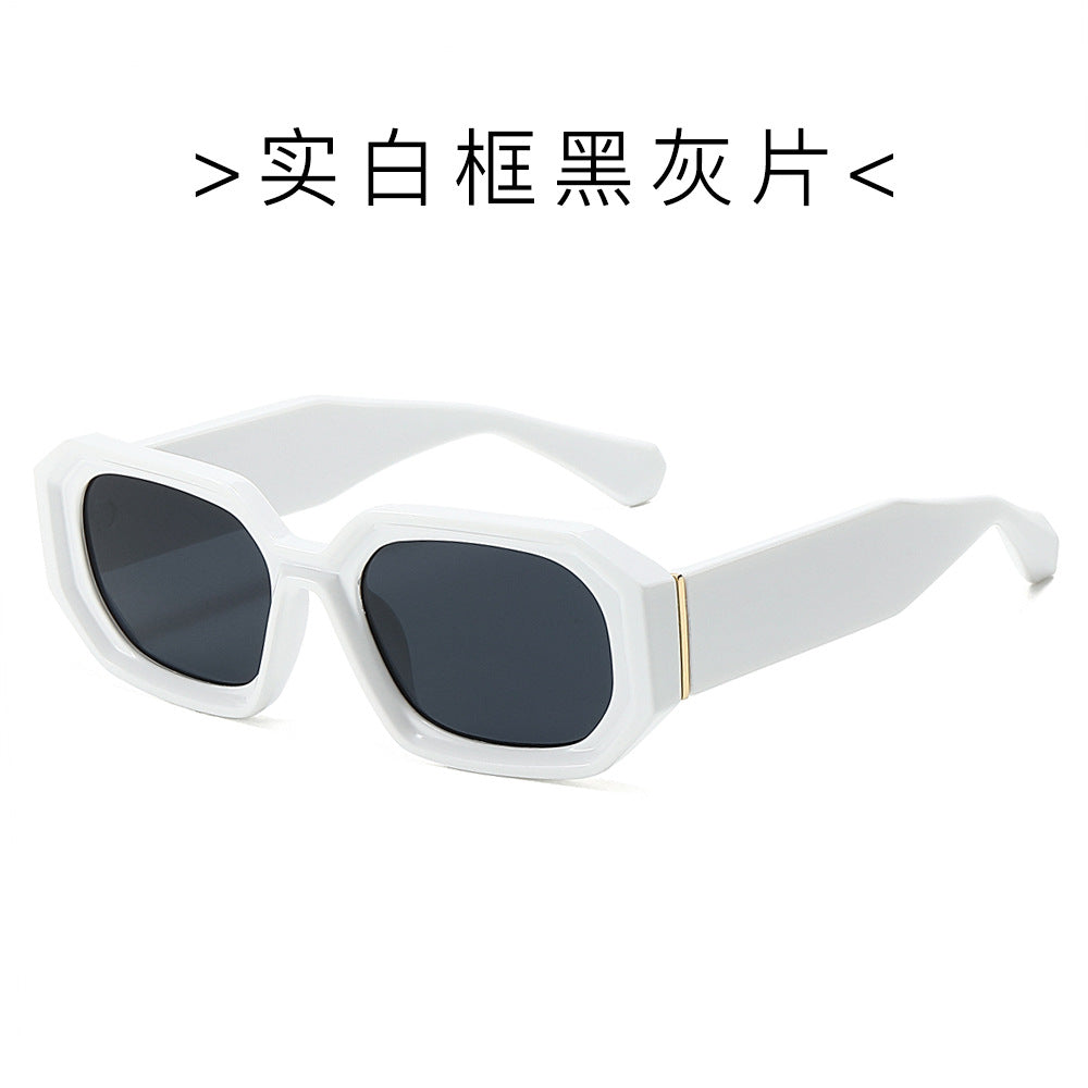 (6 PACK) Wholesale Sunglasses New Arrival Korean Fashion Small Women Cut Edge Square Hip Hop Street 2024 - BulkSunglassesWholesale.com - White Frame Black Black Lens