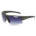 (12 PACK) Wholesale Sports Sunglasses New Arrival Outdoor Cycling Women Sport One Piece 2024 - BulkSunglassesWholesale.com - Gunmetal Grey Frame Gradient Black Lens
