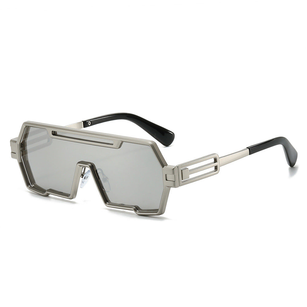 (6 PACK) Wholesale Sunglasses Unique Punk Trendy One Piece Women 2024 - BulkSunglassesWholesale.com - Silver Frame Mirrored Lens
