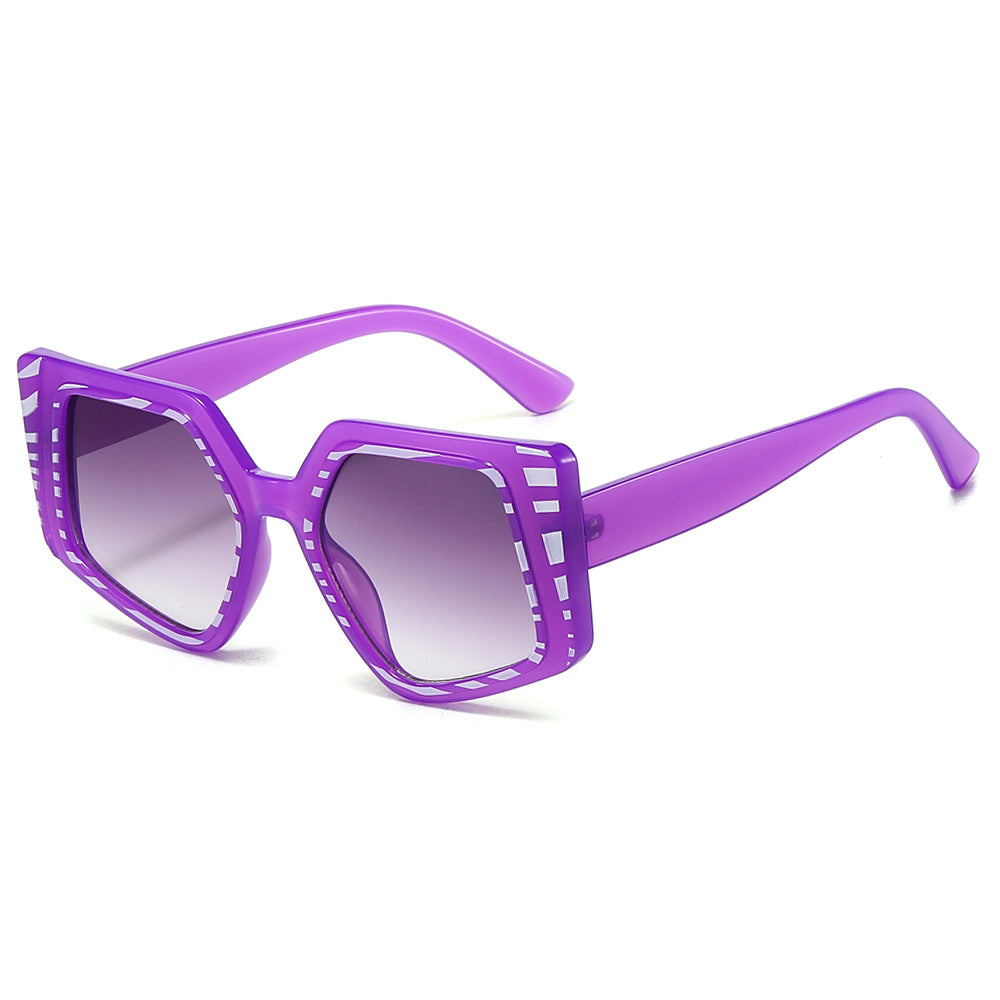 (6 PACK) Wholesale Sunglasses New Arrival Fashion Women Unique 2024 - BulkSunglassesWholesale.com - Purple Frame Purple Lens