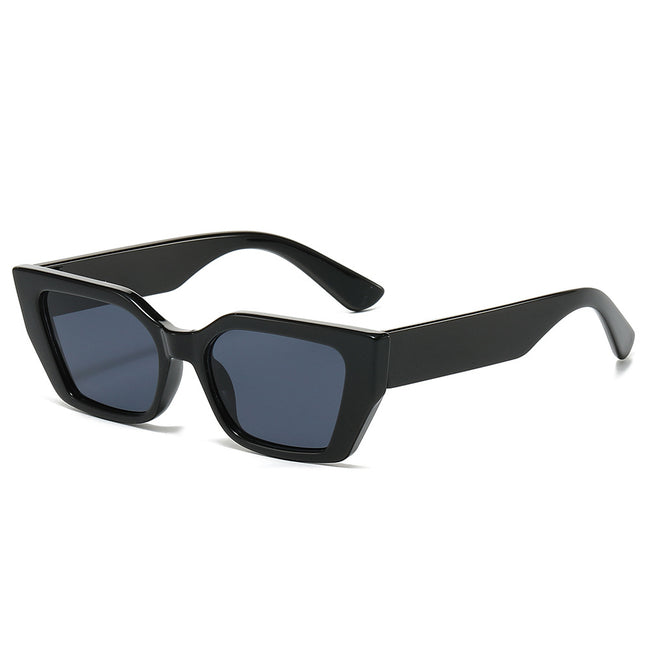 (6 PACK) Wholesale Sunglasses New Arrival Cat Eye Unique Cat Eye Fashion Women 2024 - BulkSunglassesWholesale.com - Shiny Black Frame Black Lens Hover Image