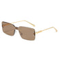(6 PACK) Wholesale Sunglasses New Arrival Rimless Square Fashion Unique Square 2025 - BulkSunglassesWholesale.com - Gold Frame Tea Lens