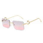 (6 PACK) Wholesale Sunglasses New Arrival Rimless Unique Metal Fashion Cut Edge Women 2024 - BulkSunglassesWholesale.com - Gold Frame Grey Pink Lens