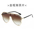 (6 PACK) Wholesale Sunglasses New Arrival Women Unique Women 2024 - BulkSunglassesWholesale.com - Gold Frame Gradient Tea Lens