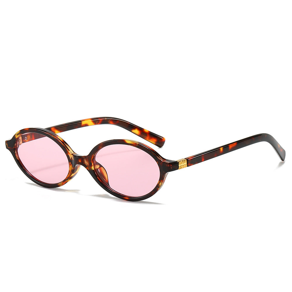 (6 PACK) Wholesale Sunglasses Fashion Oval Small Women Women 2024 - BulkSunglassesWholesale.com - Leopard Print Frame Pink Lens
