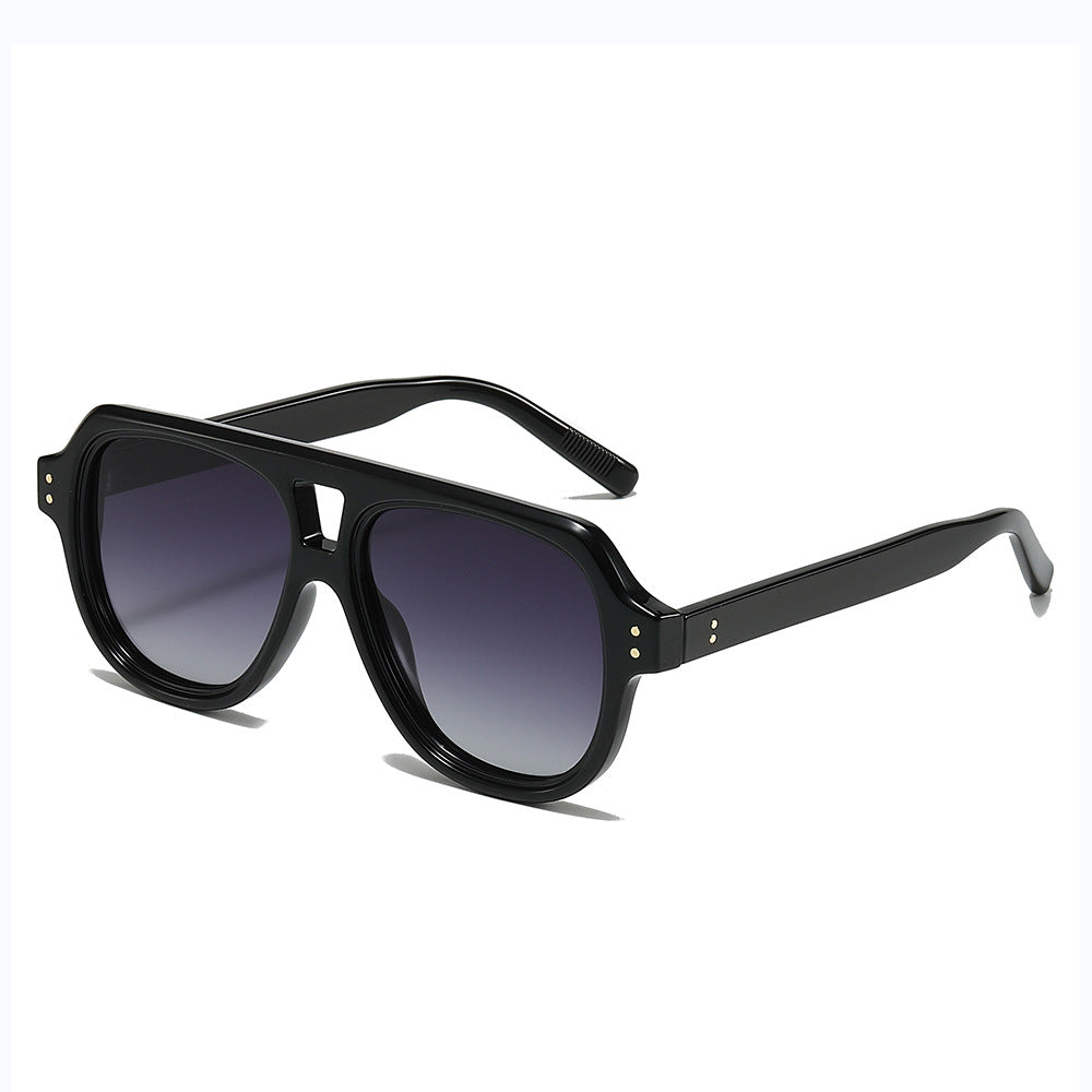 (6 PACK) Wholesale Sunglasses Fashion New Arrival Trendy Fashion Polarized 2025 - BulkSunglassesWholesale.com - Shiny Black Frame Gradient Black Lens