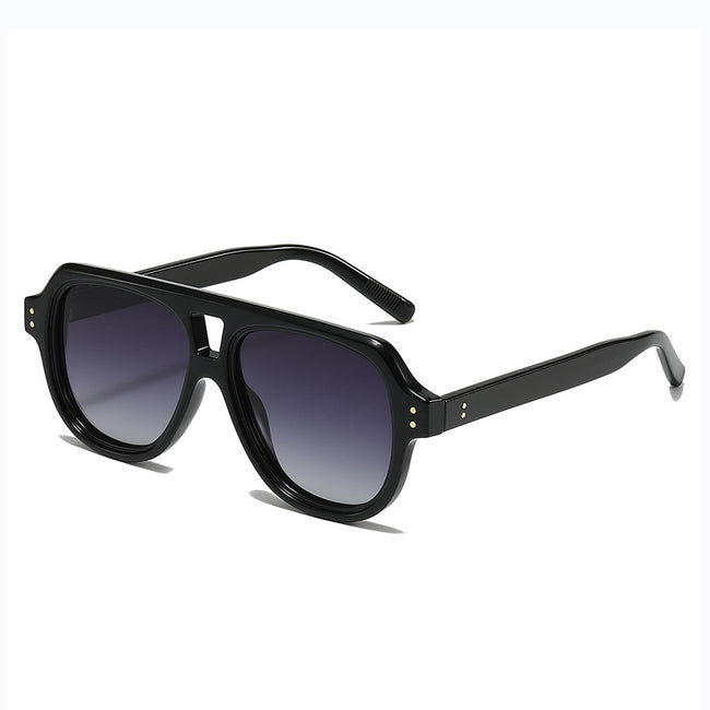 (6 PACK) Wholesale Sunglasses Fashion New Arrival Trendy Fashion Polarized 2025 - BulkSunglassesWholesale.com - Shiny Black Frame Gradient Black Lens Hover Image