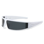 (6 PACK) Wholesale Sunglasses Women One Piece 2025 - BulkSunglassesWholesale.com - White Frame Black Lens