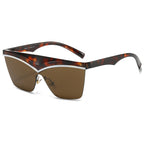 (6 PACK) Wholesale Sunglasses New Arrival Polygon Unique Square One Piece Fashion 2024 - BulkSunglassesWholesale.com - Leopard Print Frame Tea Lens