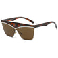 (6 PACK) Wholesale Sunglasses New Arrival Polygon Unique Square One Piece Fashion 2024 - BulkSunglassesWholesale.com - Leopard Print Frame Tea Lens