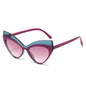 (6 PACK) Wholesale Sunglasses New Arrival Cat Eye Unique Oversized Fashion 2024 - BulkSunglassesWholesale.com - Purple Blue Frame Purple Lens