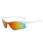 (12 PACK) Wholesale Sports Sunglasses Fashion Unique Women Trendy Sport Cycling Windproof 2024 - BulkSunglassesWholesale.com - White Frame Red Mirrored
