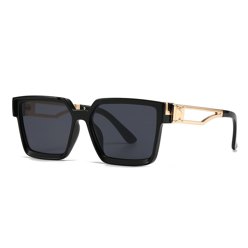 (6 PACK) Wholesale Sunglasses Street Square Small Women 2024 - BulkSunglassesWholesale.com - Black Frame Gold