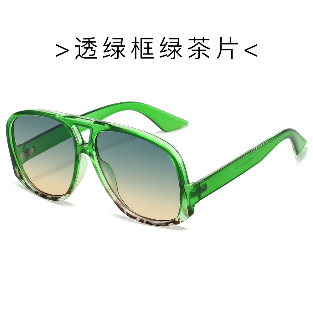 (6 PACK) Wholesale Sunglasses New Arrival Aviator Fashion Oversized 2024 - BulkSunglassesWholesale.com - Clear Green Frame Green Tea Lens