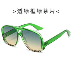 (6 PACK) Wholesale Sunglasses New Arrival Aviator Fashion Oversized 2024 - BulkSunglassesWholesale.com - Clear Green Frame Green Tea Lens