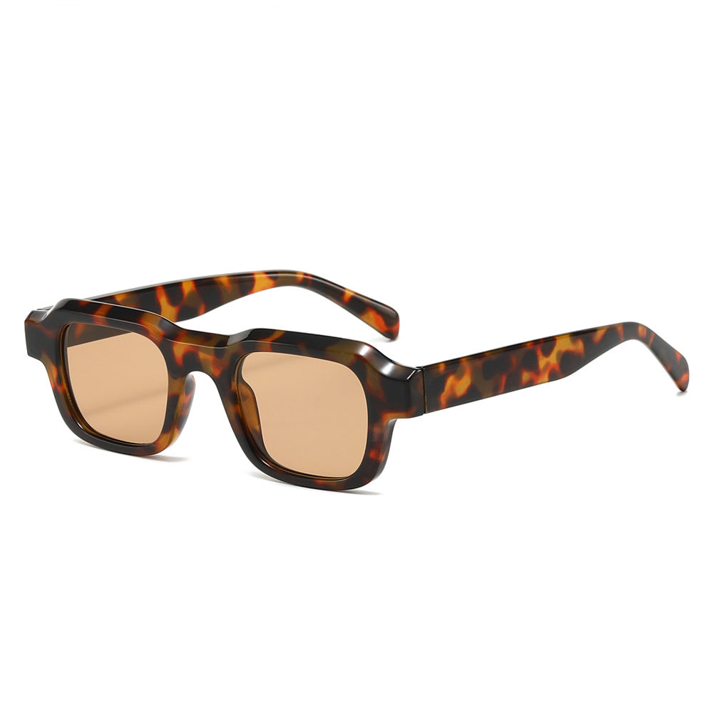 (6 PACK) Wholesale Sunglasses New Arrival Square Unisex Small 2024 - BulkSunglassesWholesale.com - Leopard Print Frame Pink Lens