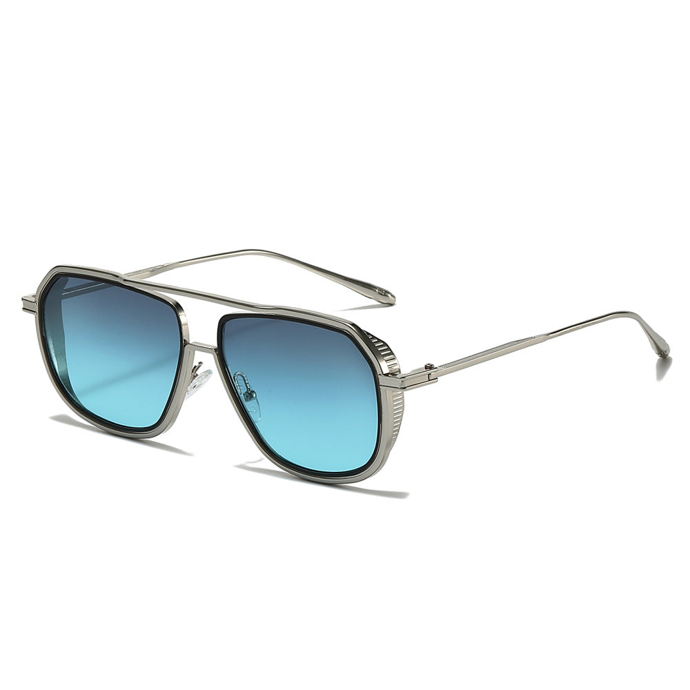(6 PACK) Wholesale Sunglasses New Arrival Fashion Square Women Vintage Punk Women 2025 - BulkSunglassesWholesale.com - Silver Frame Green