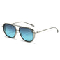 (6 PACK) Wholesale Sunglasses New Arrival Fashion Square Women Vintage Punk Women 2025 - BulkSunglassesWholesale.com - Silver Frame Green