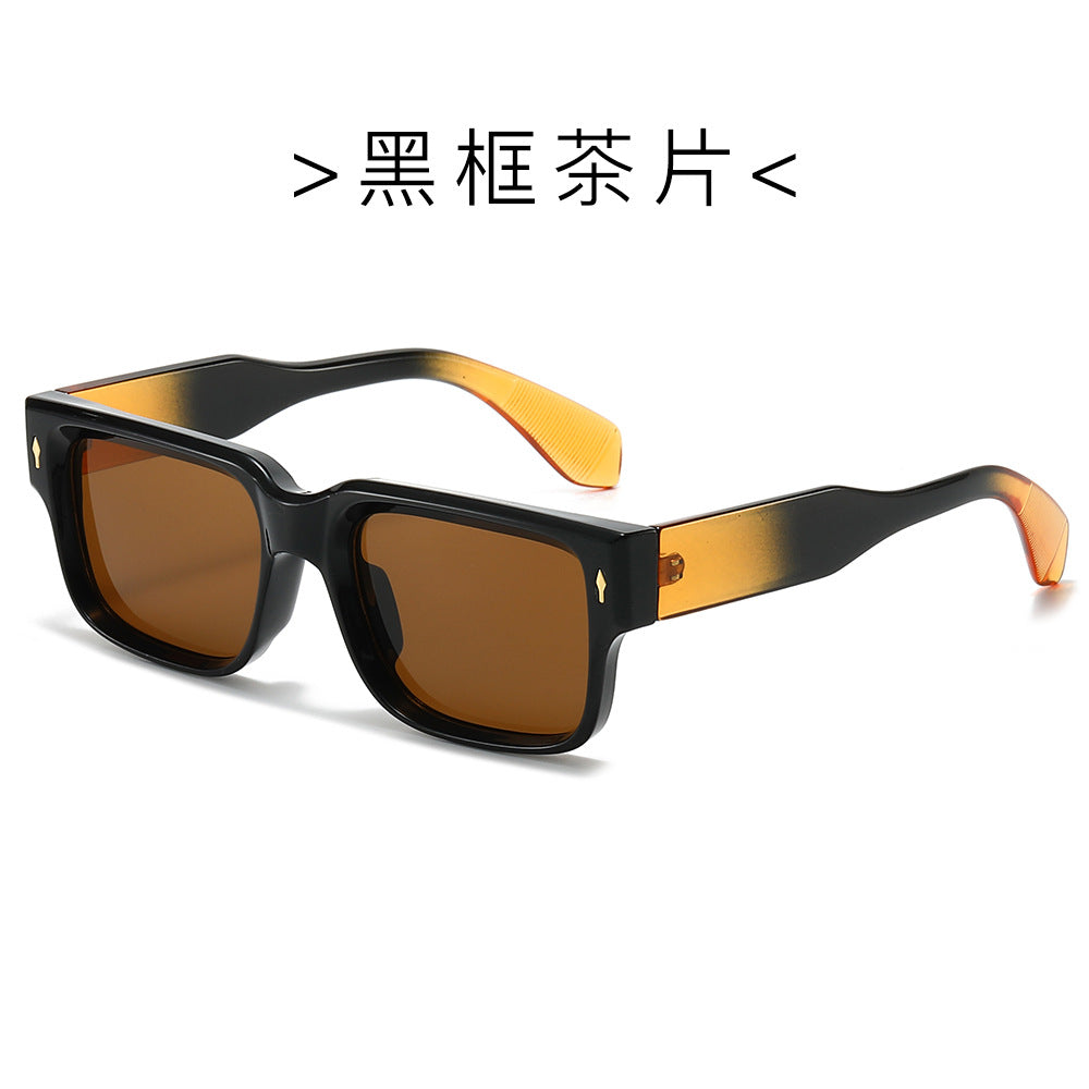 (6 PACK) Wholesale Sunglasses New Arrival Square Street Small Unique 2024 - BulkSunglassesWholesale.com - Black Frame Tea Lens