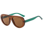 (6 PACK) Wholesale Sunglasses Vintage Oval Street Trendy Outdoor Fashion 2025 - BulkSunglassesWholesale.com - Tea Frame Tea Lens
