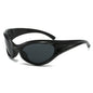 (12 PACK) Wholesale Sports Sunglasses Trendy New Arrival Cycling Fashion Vintage Sport Oversized Cat Eye 2024 - BulkSunglassesWholesale.com - Black Frame Black Lens