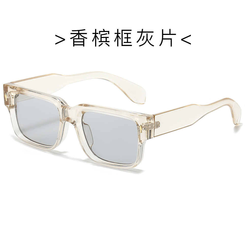 (6 PACK) Wholesale Sunglasses New Arrival Square Street Small Unique 2024 - BulkSunglassesWholesale.com - Champagne Frame Black Lens