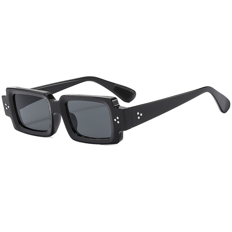 (6 PACK) Wholesale Sunglasses New Arrival Square Fashion Rivet Night Vision Unisex 2024 - BulkSunglassesWholesale.com - Shiny Black Frame Black Lens